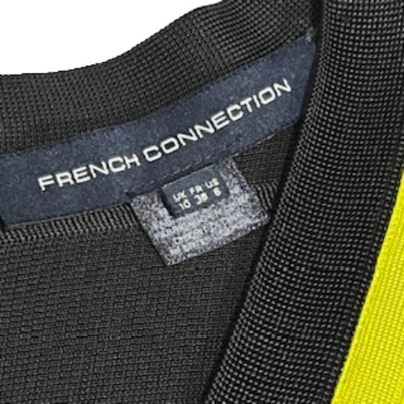 FRENCH CONNECTION Black And Yellow Bandage Midi Dress Size 6 - Picture 5 of 16